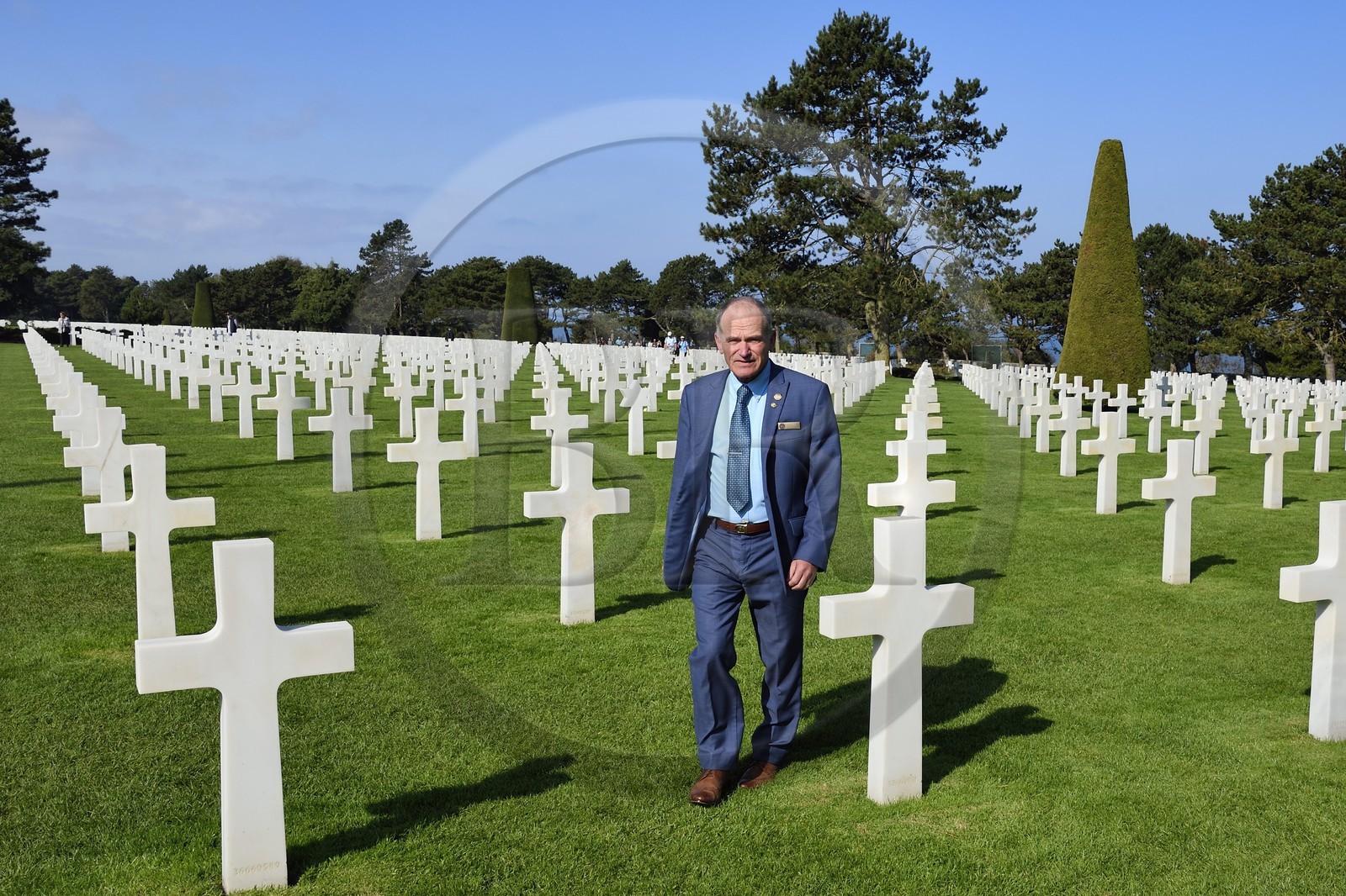 France, Calvados (14), Colleville-sur-Mer, plage du débarquement de Omaha Beach, Scott Desjardins, superintendant du cimetière américain