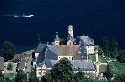 France, Savoie, 12th Century Hautecombe Abbey on the Banks of Le Bourget lake