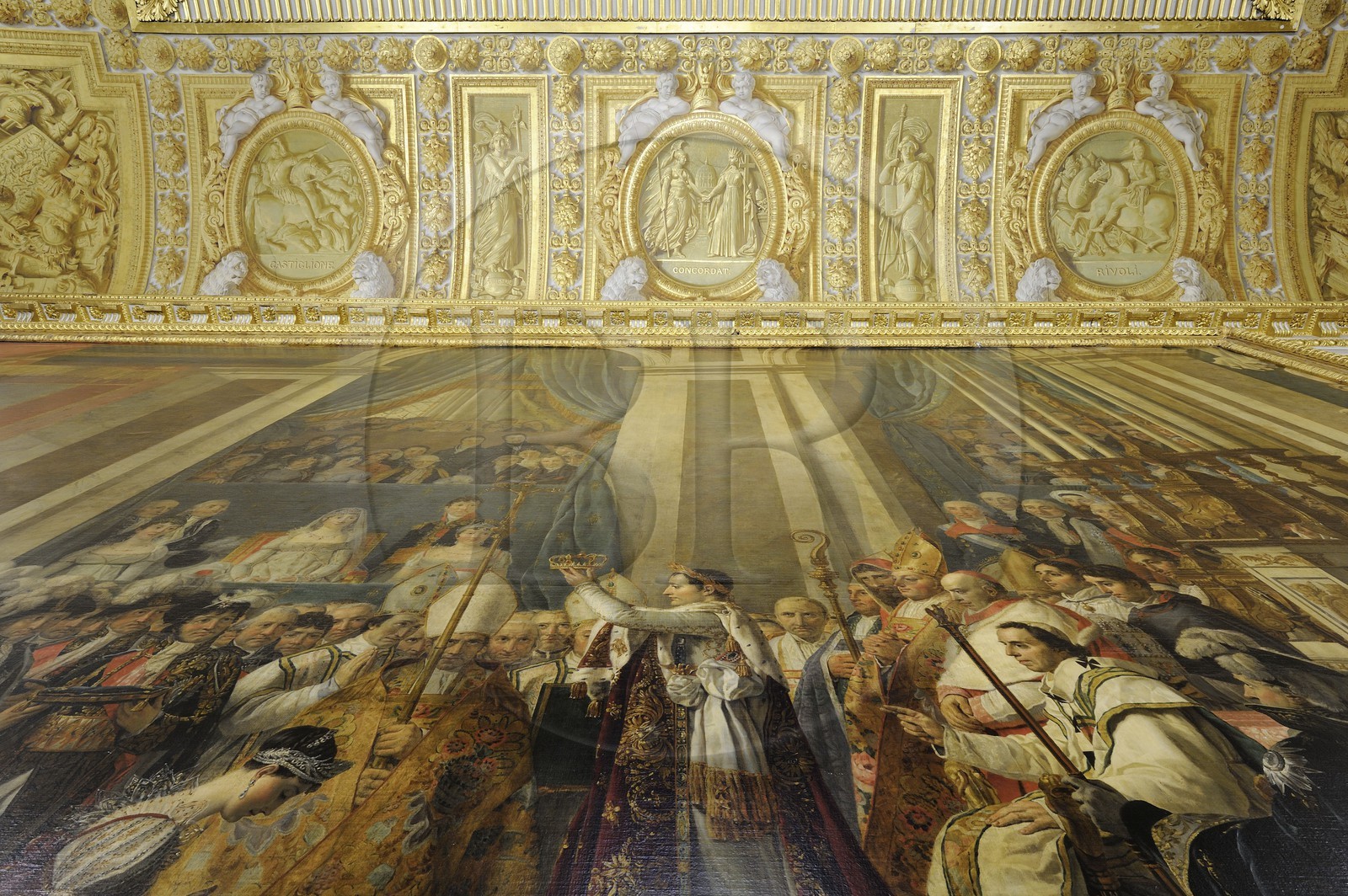 France, Yvelines (78), château de Versailles, classé Patrimoine Mondial de l'UNESCO, salle du Sacre, tableau Le Sacre de Napoléon par Jacques-Louis David