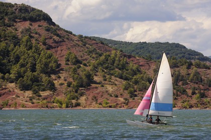 France, Herault, Hobie Cat on Salagou Lake