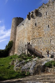 France, Aude, cathar castle from the village of Villerouge Termenes in the heart of the Corbieres