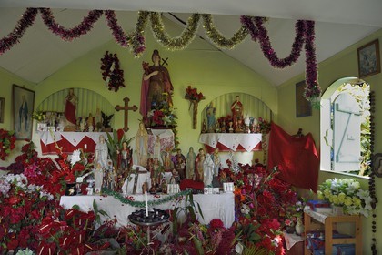 France, Reunion island (French overseas department), South coast, Sainte Philippe, Chapel of Saint Expedit in a traditional Creole house at the place called Le Baril