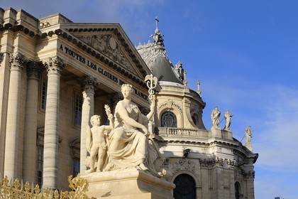 France, Yvelines, Chateau de Versailles, listed as World Heritage by UNESCO, The Peace statue by Jean Baptiste Tuby and the Royal Chapel