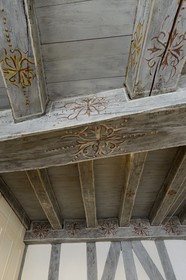 France, Finistere, Morlaix museum, 15th century half-timbered house with interior bridges called Maison a lanterne or Maison a pondalez