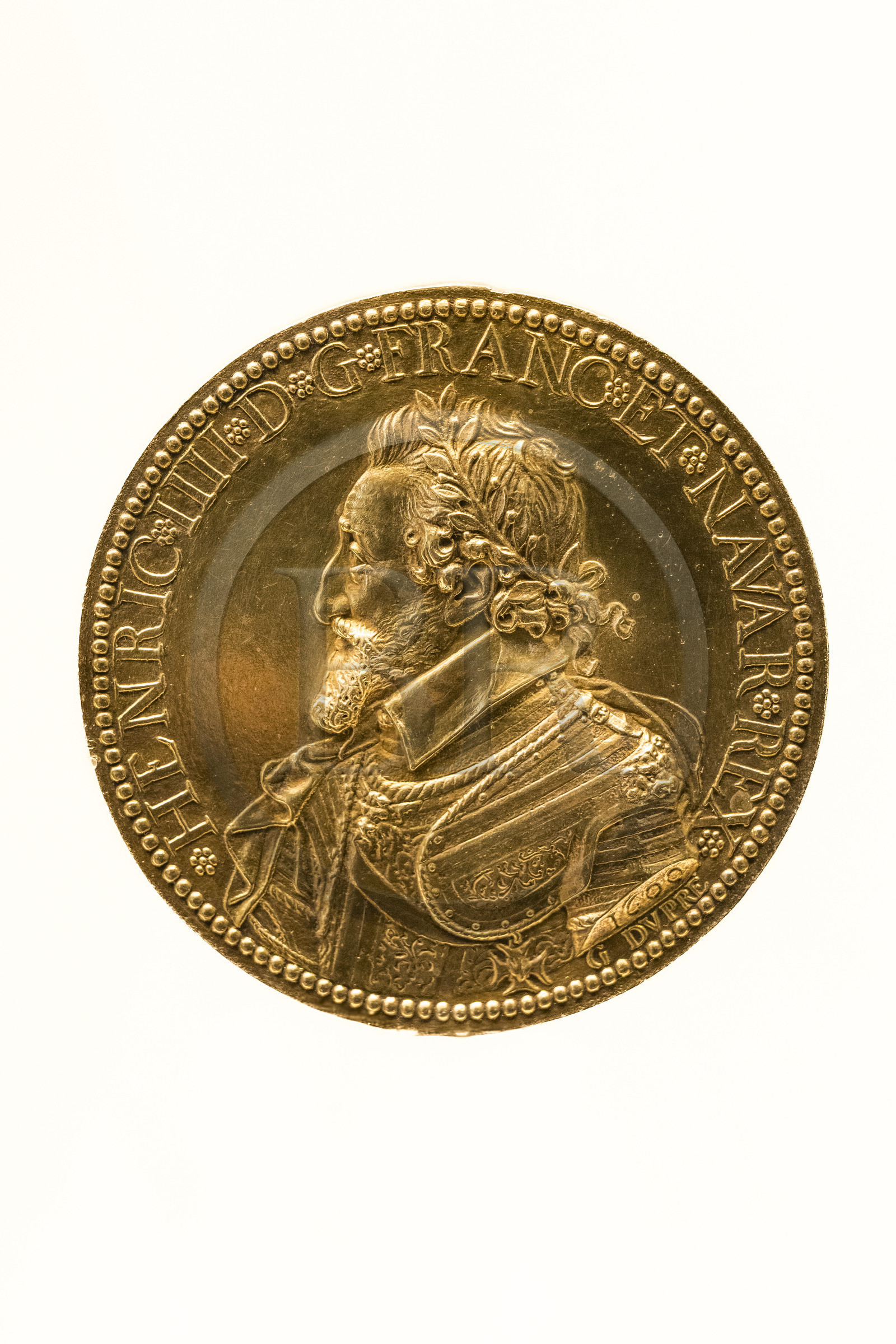 France, Paris (75), Bibliothèque Nationale de France, site Richelieu, médaille d'Henri IV L'Hercule gaulois vers 1600 argent doré par Guillaume Dupré