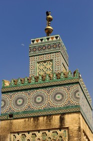 Morocco, Middle Atlas, Fez, Imperial City, Fez El Bali, medina listed as World Heritage by UNESCO, minaret of Bouananiya (or Bou Inania) Merdersa