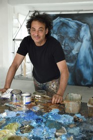 France, Val-de-Marne (94), Yvry-sur-Seine, Atelier de Fred Kleinberg, travail pour l'exposition Odyssée