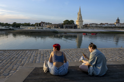 France, Charente Maritime, La Rochelle, the Old Port entrance, the tour de la Lanterne