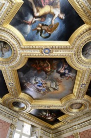 France, Ille-et-Vilaine, Rennes, the Parlement of Brittany (Parlement de Bretagne) now the Rennes Court of Appeal, former Salle des Enquetes, coffered ceiling with paintings from Louis-Ferdinand Elle le Jeune