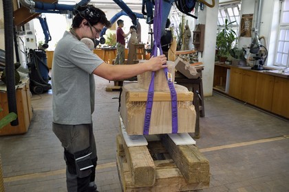 France, Bas Rhin, Strasbourg, old town listed as World Heritage by UNESCO, sculpture and stonemasons' workshops of the Oeuvre Notre-Dame Foundation