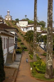 Brazil, Minas Gerais state, Serro,  Joao Pinheiro central square and capela de Santa Rita (Gold Route, Estrada Real)