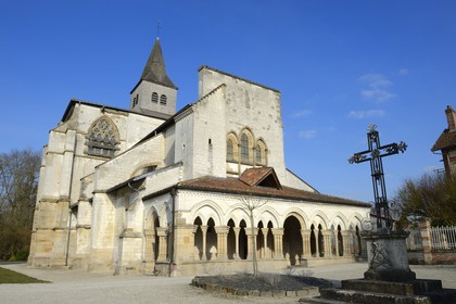 France, Marne, village of Saint-Amand-sur-Fion, Saint-Amand church with its Champagne style porch of the twelfth century and rebuilt in the sixteenth century