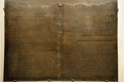 France, Rhone, Lyon, historical site listed as World Heritage by UNESCO, colline de Fourviere, Gallo-Roman Museum of Fourvière, the Lyon Tablet is an ancient bronze tablet that bears the transcript of a speech given in 48 by the Roman emperor Claudius