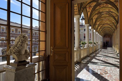 Principality of Monaco, Monaco, the Rock, the royal palace, Hercules gallery in the Court of Honour