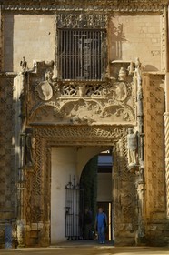 Spain, Andalusia, Seville, the Alcazar of Seville (Reales Alcazares de Sevilla), listed as World Heritage by UNESCO, gate of the Palacio de los Duques de Arcos