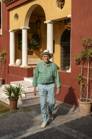 France, Alpes-Maritimes, Menton, Domaine des Colombieres, the current owner Michael Likierman in the Colombières villa entirely designed as a work of art by Ferdinand Bac