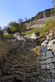 Zimbabwe, Masvingo province, the ruins of the archaeological site of Great Zimbabwe, UNESCO World Heritage List, 10th-15th century, staircase leading to the Hill Complex