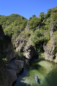 France, Ardeche, Monts d'Ardeche Regional Natural Park, Thueyts, the upper valley of the Ardeche River