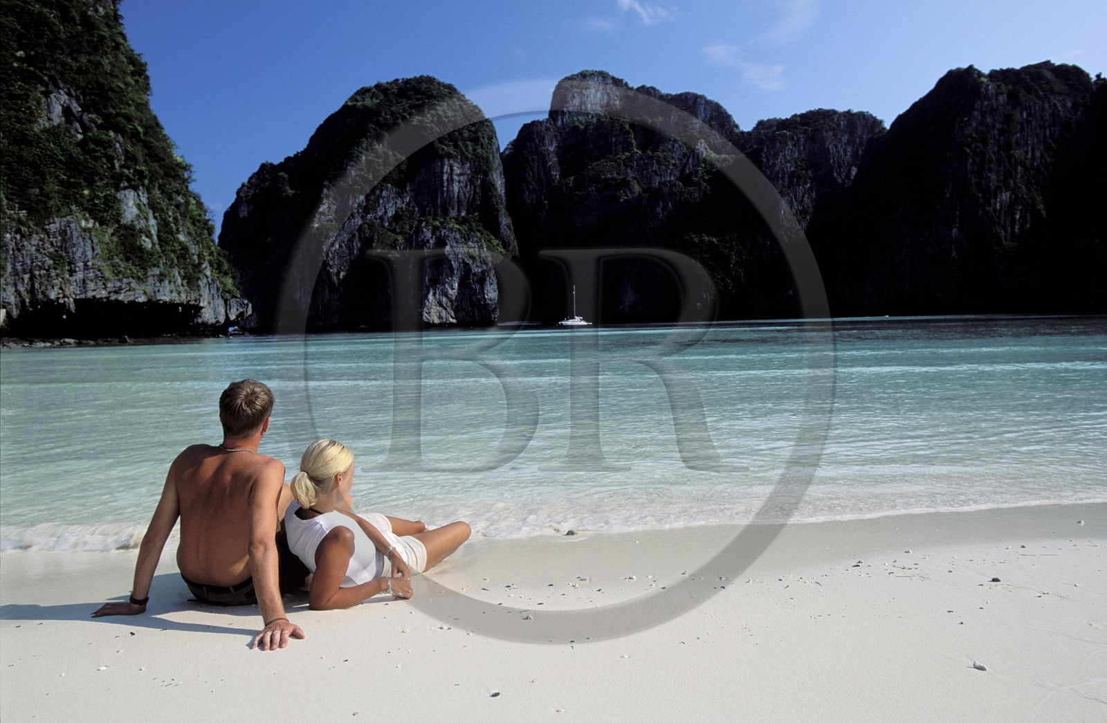 Thaïlande, Archipel de Ko Phi Phi, île de Phi Phi Ley, le lagon intérieur du film ìThe Beach (avec Leonardo Di Caprio)