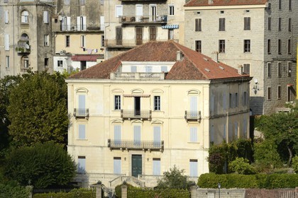 France, Corse du Sud, Sartene, street cours Gabriel Peri, house (a casone) reflecting the wealth of a settler in Egypt returned home