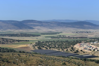 Israel, district du nord, Galilée, vallée de Jezreel vers Nazareth, champs autour du Kibboutz de Hosha'Aya