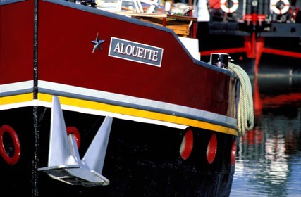 France, Cote d'Or, a barge on the Burgundy canal