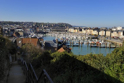 France, Seine-Maritime, Dieppe, the harbour and the castle in the background