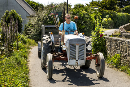 France, Finistère, Ponant Islands, Ile de Batz (Batz Island), the tractor is the main means of transport on the island