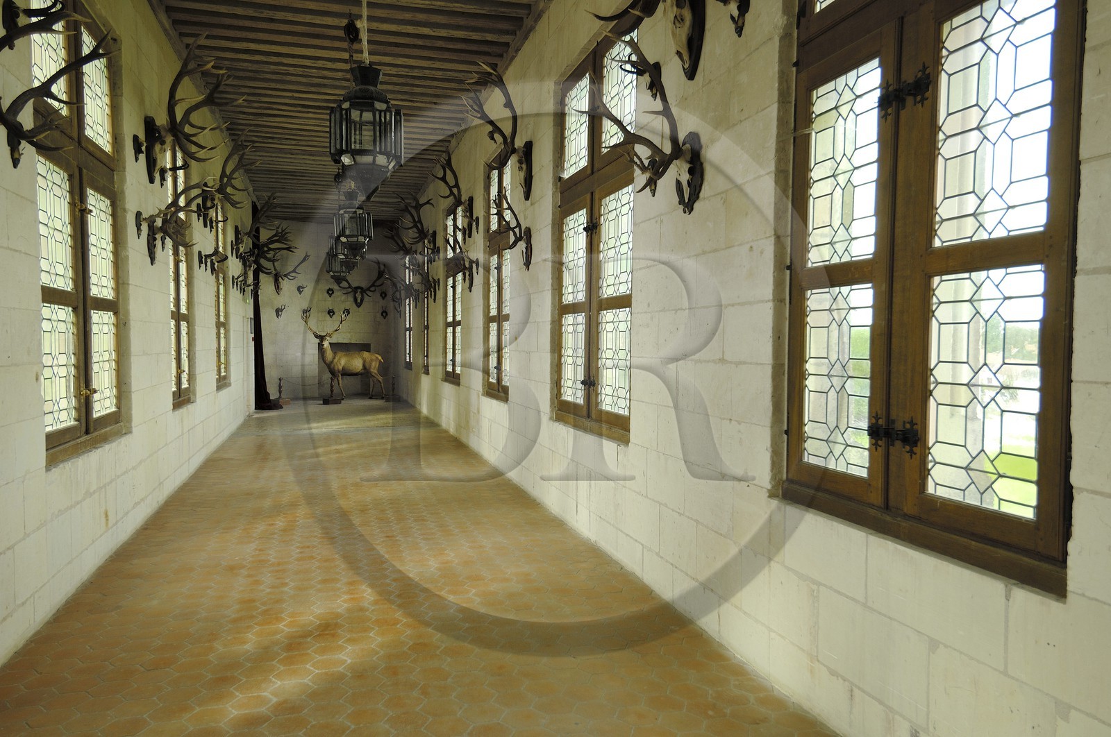 France, Loir et Cher, Loire Valley listed as World Heritage by UNESCO, Chateau de Chambord, covered gallery leading to the chapel