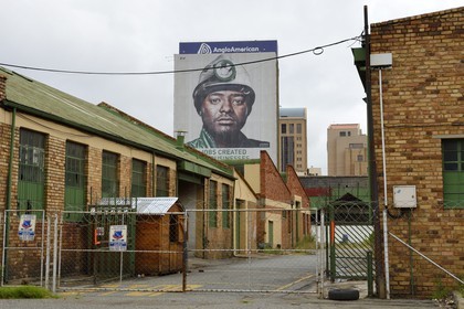 South Africa, Gauteng Province, Johannesburg, Ferreirasdorp in Westgate Precinct, poster of a minor