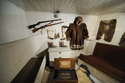 Norvège, Oslo, presqu'île de Bygdoy, musée du vaisseau polaire Fram (Frammuseet) de l'explorateur Fridtjof Nansen, cabine du Fram