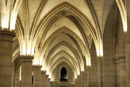 France, Paris, Ile de la Cite, the Conciergerie in the Palais de Justice (Courthouse), hall of Men-at-Arms