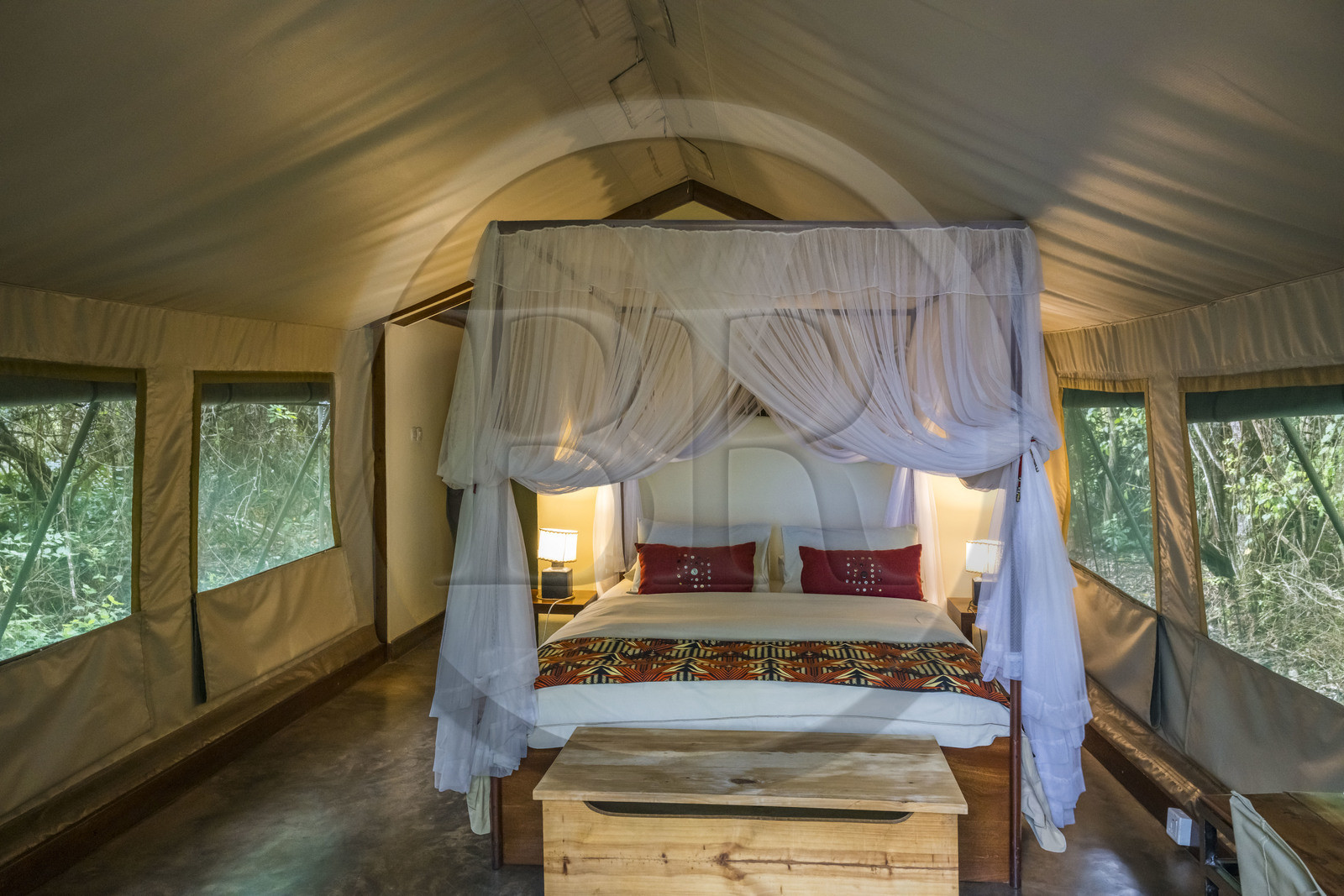 Rwanda, Parc national de l'Akagera, Ruzizi Tented Lodge, une tente
