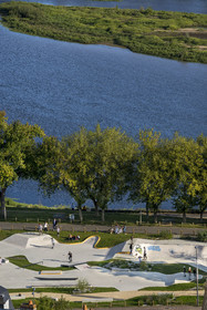 France, Nièvre, Nevers, the skatepark on the banks of the Loire river
