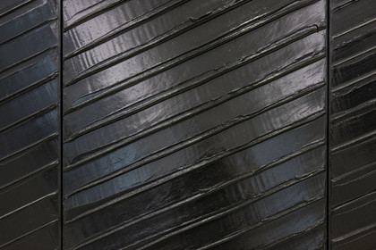 France, Herault, Montpellier, historic center, Fabre museum, rooms dedicated to the artist Pierre Soulages (1919-2022), painting 181 x 405 cm, April 12, 2012 (detail)