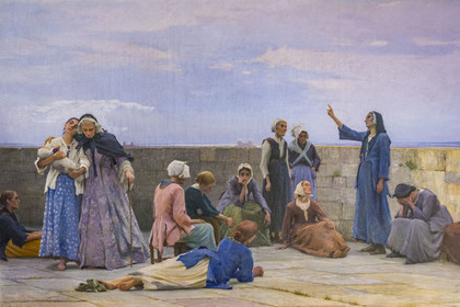 France, Herault, Montpellier, historic center, Fabre museum, Huguenot prisoners at the Constance Tower, Aigues-Mortes (1892) by painter Max Leenhardt (detail)