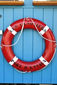 France, Charente-Maritime, Saintonge, Port-d'Envaux, lifebuoy at Café Les Canotiers