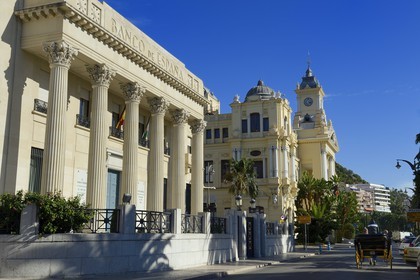 Spain, Andalusia, Malaga, the Bank of Spain and the City Hall