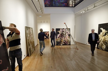 France, Paris, the painter Philippe Cognée preparing his exhibition at the Templon gallery