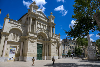 France, Bouches du Rhone, Aix en Provence, Place des Precheurs, the Madeleine church where Paul Cézanne was baptized