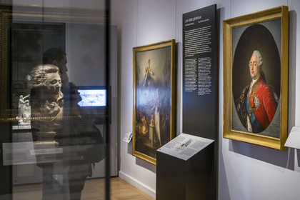 France, Paris, Marais district, Carnavalet Museum, pre-revolutionary period, portrait of King Louis XVI, workshop of Antoine-François Callet (1786), Mirabeau appears in reflection on the left