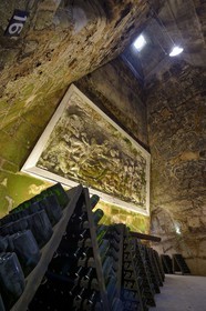 France, Marne, Reims, champagne, Pommery's wine cellars, bas-relief called Silenus and his Mad maenads court (1884) by Gustave Navlet