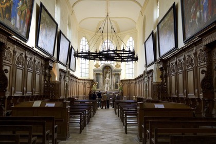 France, Marne, regional park of Montagne de Reims, Hautvillers, abbey church Saint-Sindulphe where is the tombstone of Dom Perignon