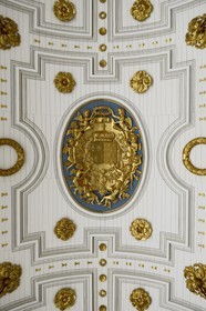 France, Ille-et-Vilaine, Rennes, the Parlement of Brittany (Parlement de Bretagne) now the Rennes Court of Appeal, detail of the central medallion of the waiting hall (salle des pas perdus)