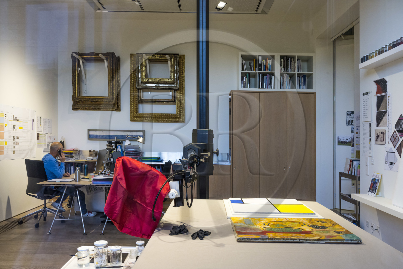 Suisse, Bâle, Riehen, fondation Beyeler, atelier du Piet Mondrian Conservation Project