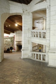 France, Loir et Cher (41), Vallée de la Loire classée Patrimoine Mondial de l' UNESCO, château de Chambord, l'escalier à double révolution attribué à Léonard de Vinci