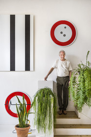 France, Paris, visual artist Jean-Pierre Raynaud in his studio apartment