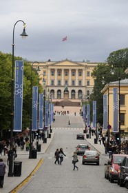 Norvège, Oslo, le Palais Royal au bout de la Karl Johans Gate