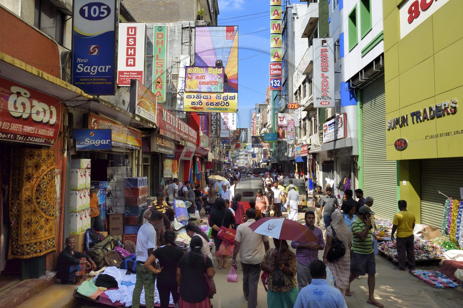 Sri Lanka, province de l'ouest, district de Colombo, Colombo, le bazar animé de Pettah dans 2nd Cross street