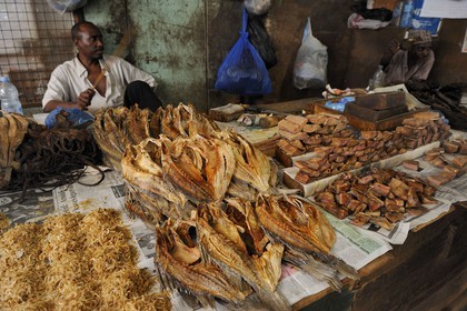 Tanzania, Dar es-Salaam, the Kariakoo central market, dried fish stall